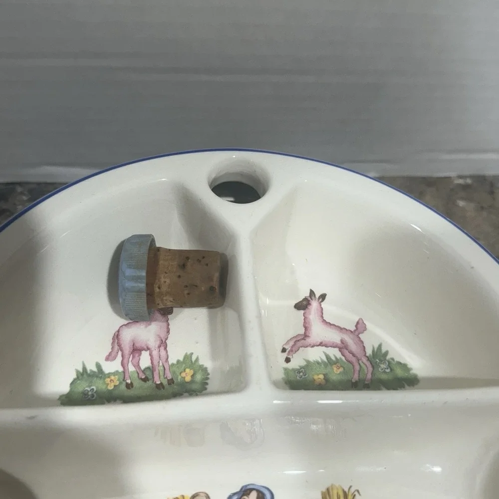 Vintage‎ Bartsch Baby Warming Dish - Little Boy Blue Nursery Rhyme & Pink